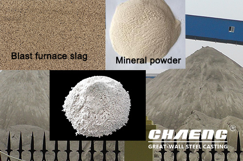 Blast furnace slag and mineral powder
